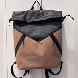 ADIDAS Rectangular Fold-over Black / Tan Backpack / Unisex
